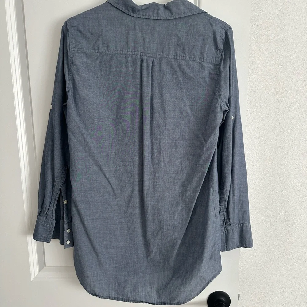 J. Crew Women’s Blue Chambray Denim Tunic or button-up Collard Night Shirt